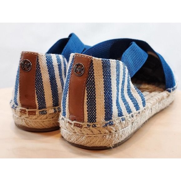 MICHAEL KORS Dan Espadrille Striped Canvas Sandals | Blue | Womens Size 7.5 - Picture 8 of 10